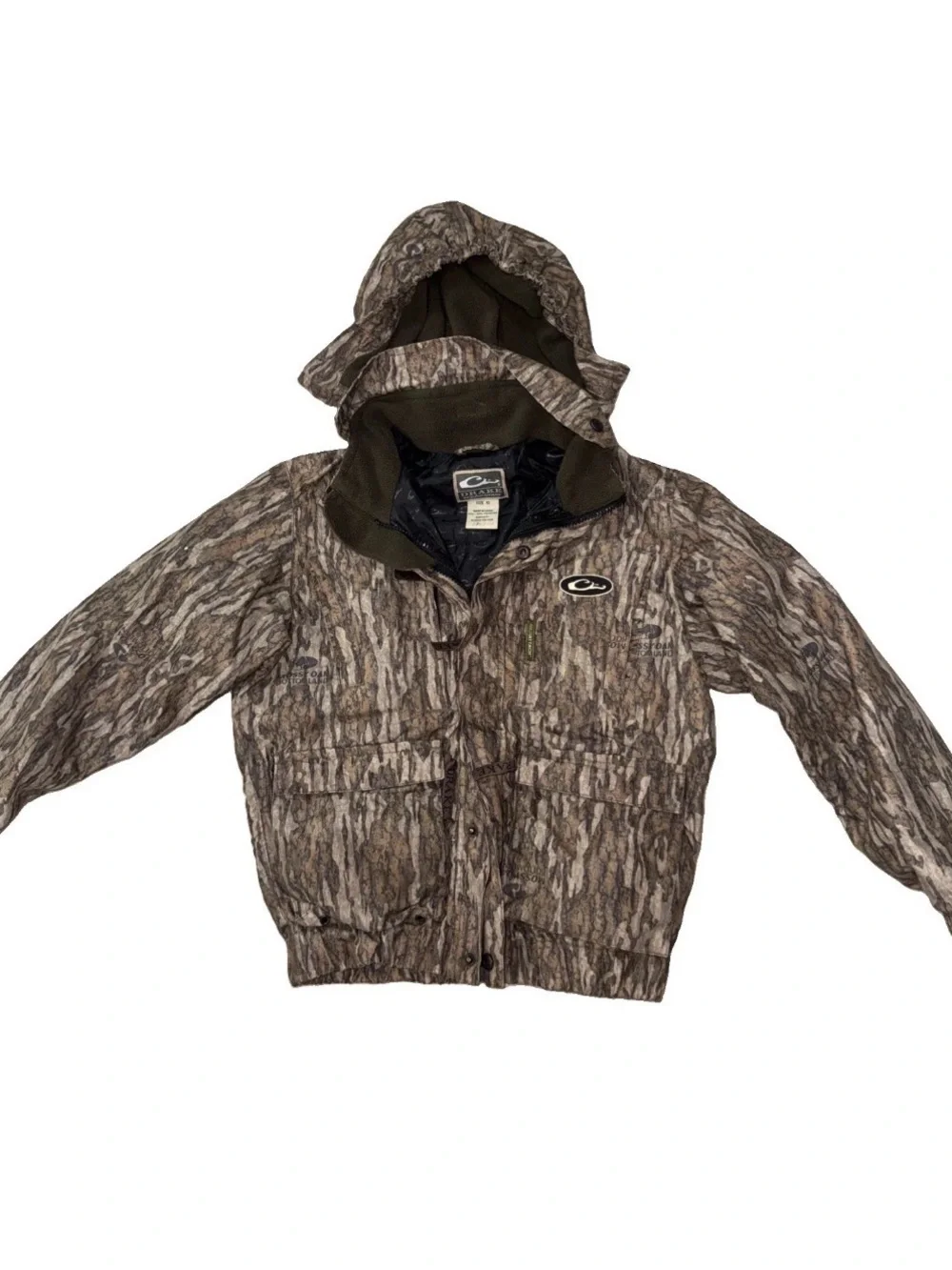 Drake Kids Camo Hooded Jacket - Brown & Green